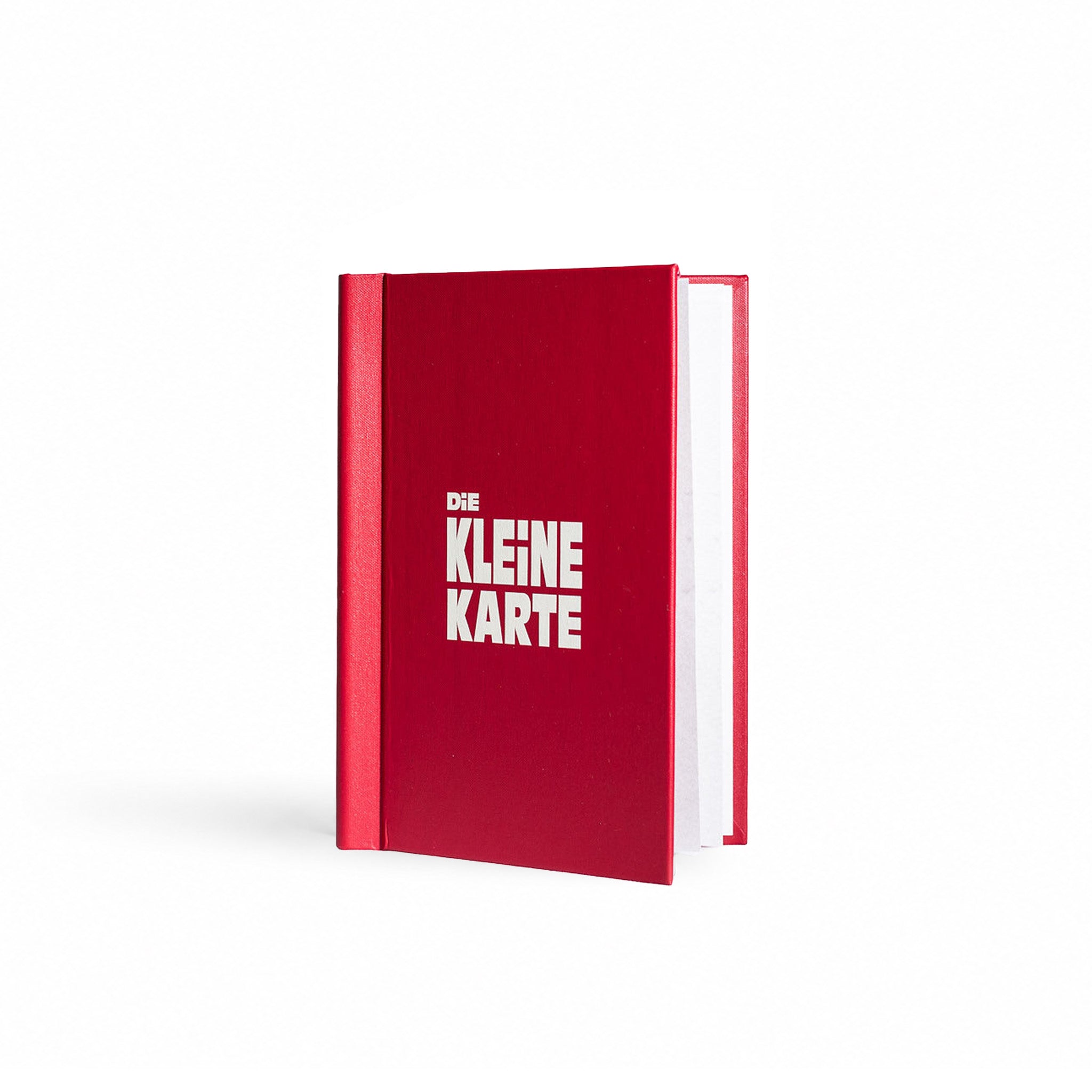 Speisekarte aus Buchleinen in der Farbe rot im Format A5 mit weißem UV-Druck auf der Vorderseite