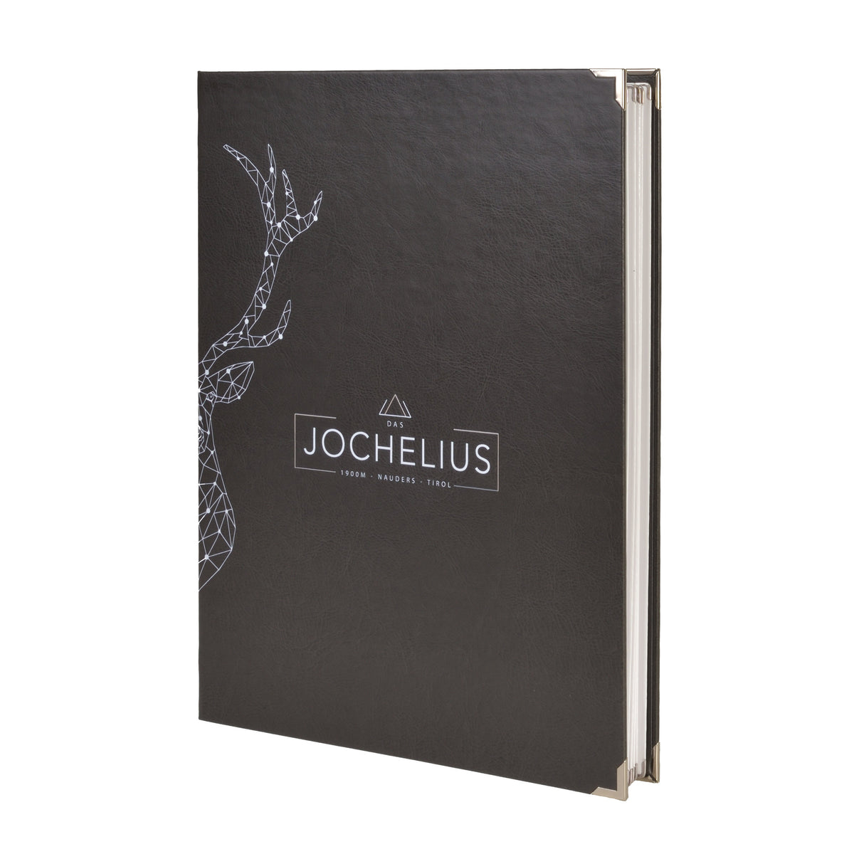 Weinkarte aus Emotion Kunstleder Karbon im Grand Format mit UV Druck. Von Reischl Speisekarten, Manufaktur und Hersteller für Gastronomie seit 1891.