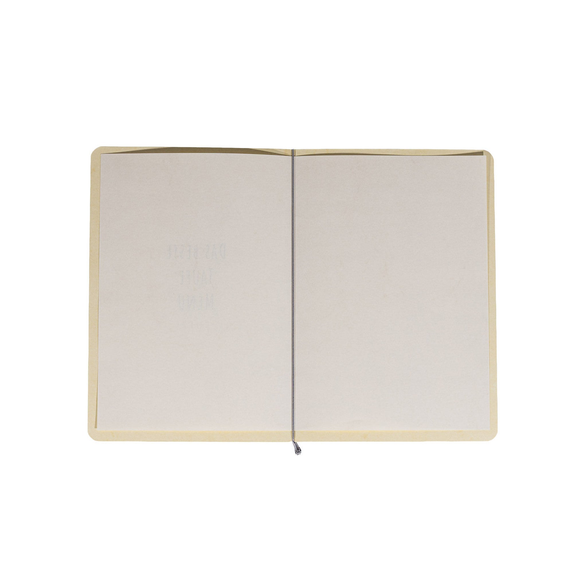 Innenansicht einer Speisekarte aus Buchleinen in der Farbe beige im Format A5