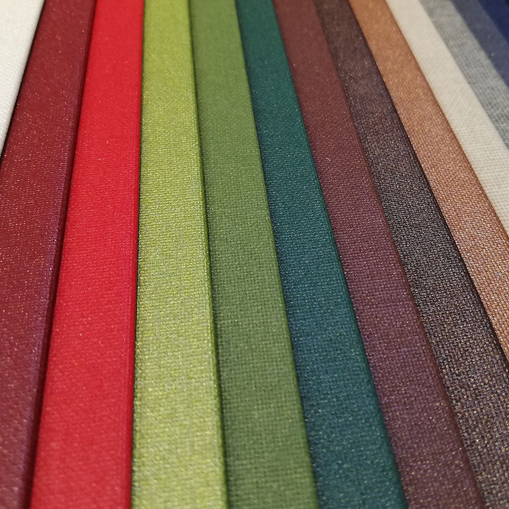 Materialmuster aus Buchleinen in verschiedenen Farben
