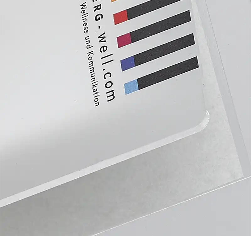 Detailaufnahme einer Speisekarte aus Acryl 