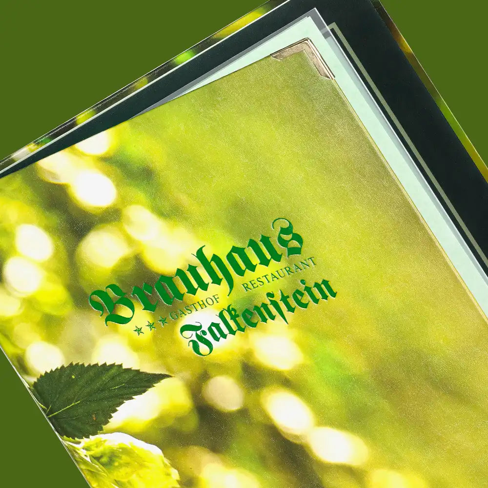 Detailaufnahme eines Digitaldrucks auf einer Speisekarte